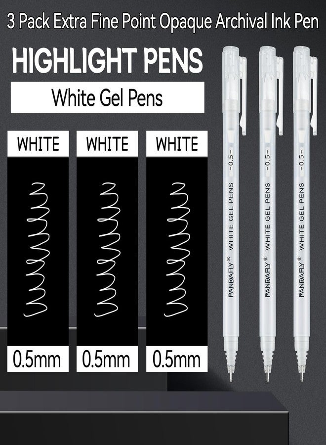 باندافلاي أقلام جل بيضاء من باندا فلاي، برأس رفيع للغاية 0.5 مم، حبر معتم يدوم طويلاً، مثالية للكتابة في المذكرات، أو الرسم، أو الفن - هدية مثالية للفنانين، أو هدايا الأعياد، أو مشاريع الأعمال اليدوية، عبوة من 3 أقلام - Image 2